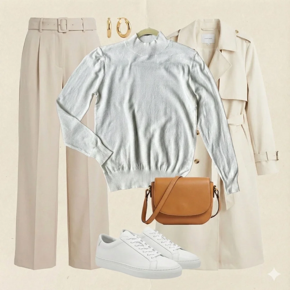 Love Tree White Mock Neck Sweater Ribbed Knit Long Sleeve Top - Picture 2 of 10